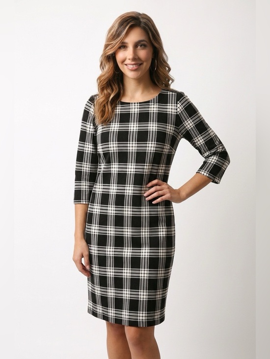 Talbots Dresses & Skirts - Talbots Black and White Plaid Sheath Dress